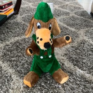 Vtg Broadway Toy Puppy Dog Carnival Stuffed Animal Plush Green Overalls Rare HTF